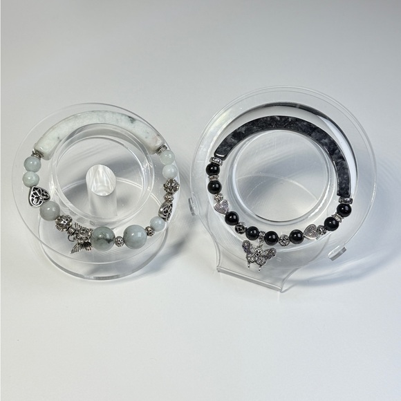 Black Ink Jade Half Bangle Bracelet | Natural Wu Ji Jade, Artisan Jewelry - Picture 12 of 13